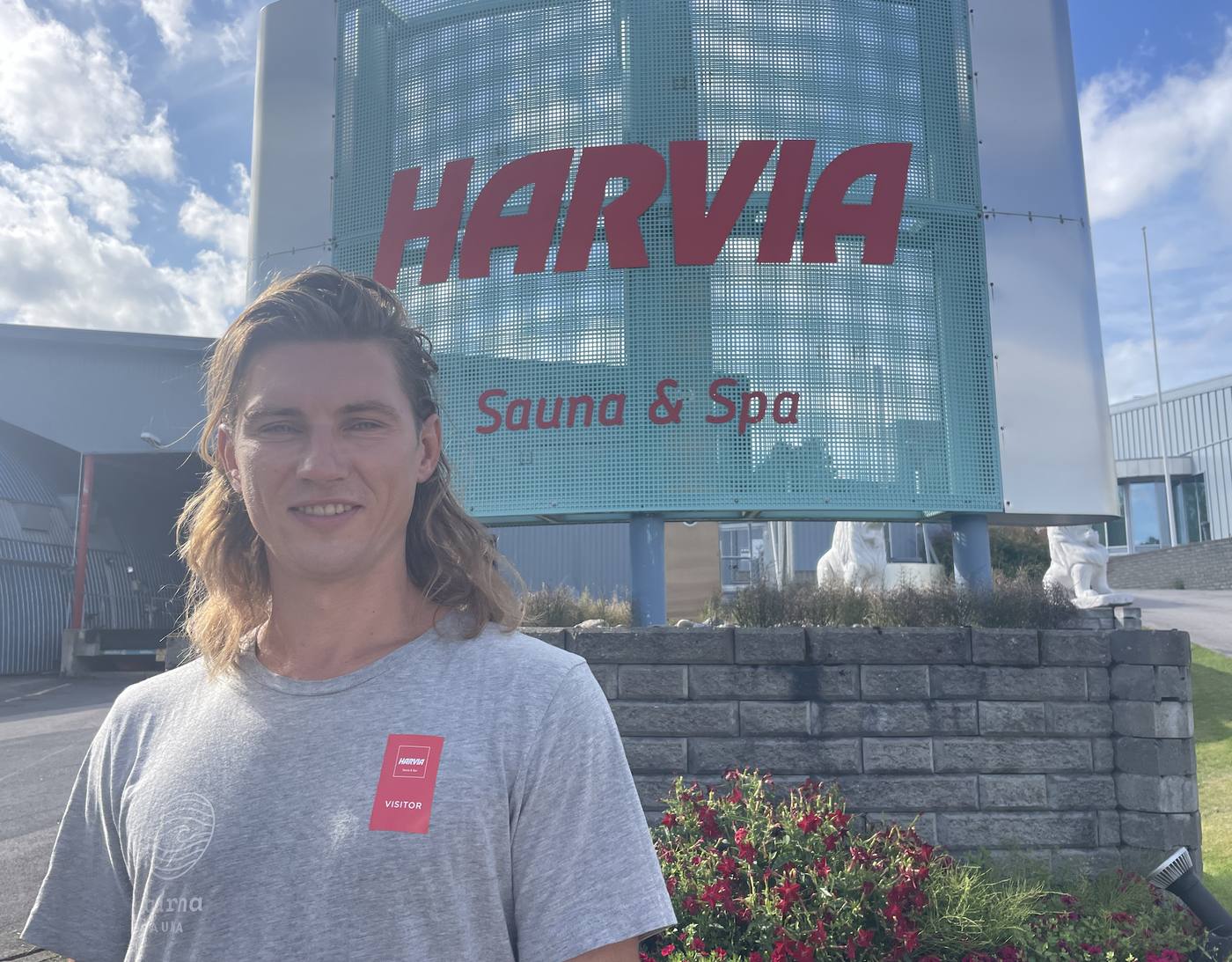 Florian Sachse, Australian sauna builder, at Harvia sauna manufacturer headquarters in Finland